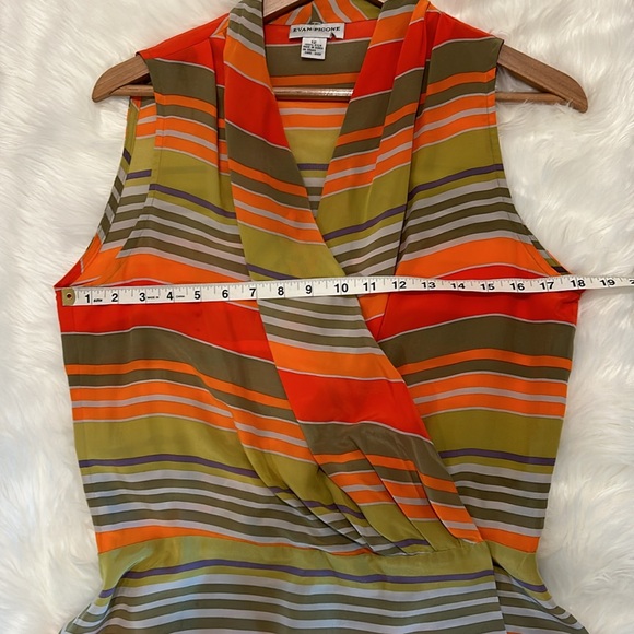 100% Silk Evan Picone size 12 Wrap Peplum Blouse - Picture 8 of 9